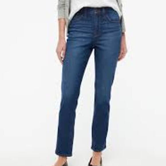 J. Crew Essential All-Day Stretch Pull On High Waisted Straight Jeans Blue 33 - Picture 1 of 12